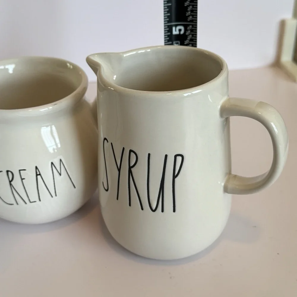 Rae Dunn SWEET CREAM SYRUP Coffee Bar Set Sugar Creamer Pitcher‎ Farmhouse Gift